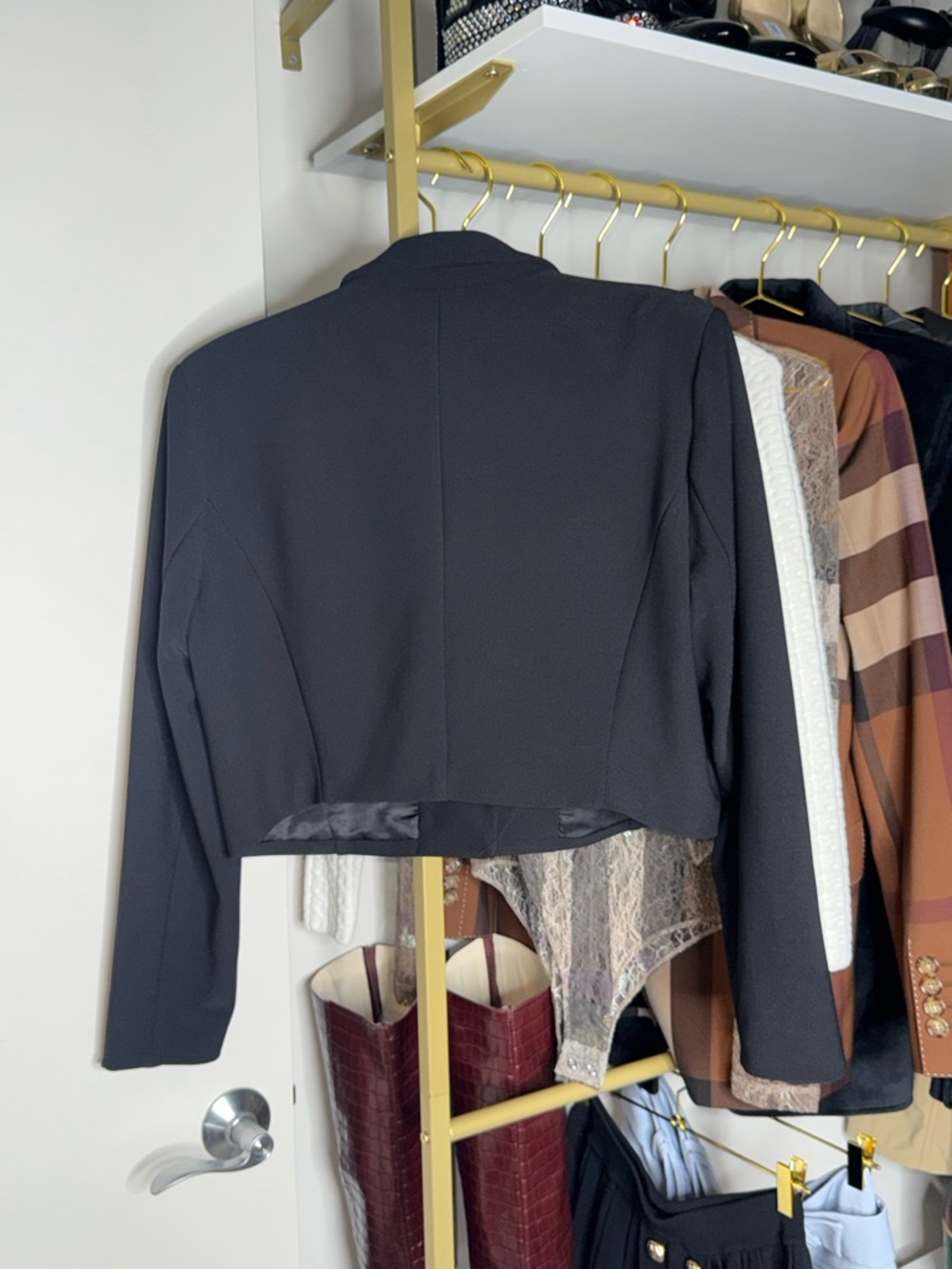 New Abercrombie & Fitch Black Cropped Blazer Tailored Jacket Womens Small NWT - Picture 4 of 6